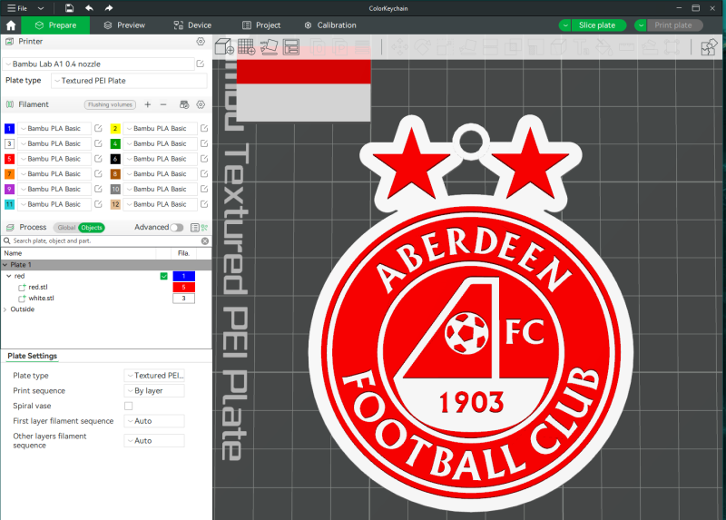SPFL Aberdeen FC keychain badge color printable 3D Принт Модель .c4d .max .obj .3ds .fbx .stl .blend
