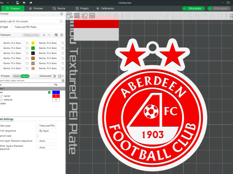 SPFL Aberdeen FC keychain badge color printable 3D प्रिंट मॉडल
