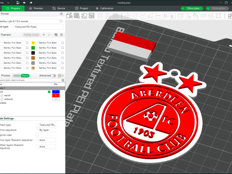 SPFL Aberdeen FC keychain badge color printable 3D Принт Модель