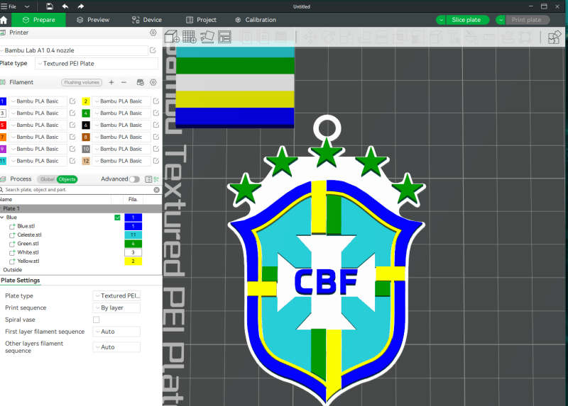 Brazil National Football Team keychain badge color printable 3D-Druckmodell .c4d .max .obj .3ds .fbx .stl .blend