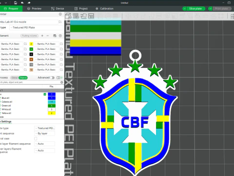 Chaveiro com emblema da Seleção Brasileira de Futebol para impressão em cores Modelo de Impressão 3D