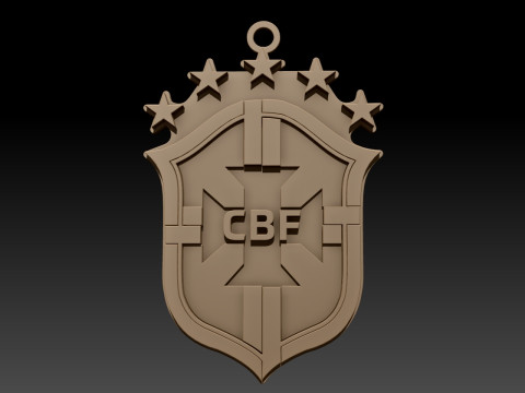 Brazil National Football Team keychain badge color printable 3D-Druckmodell