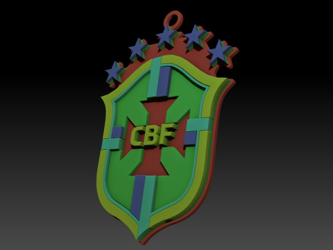Brazil National Football Team keychain badge color printable 3D-Druckmodell