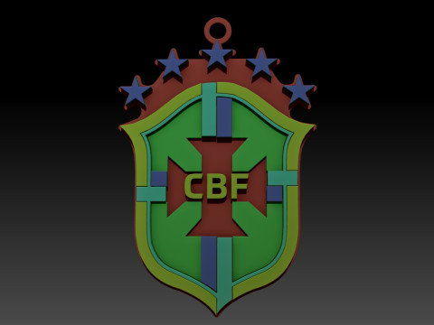 Brazil National Football Team keychain badge color printable 3D-Druckmodell