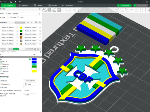 Brazil National Football Team keychain badge color printable 3D-Druckmodell