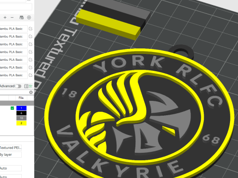 British Super League York Valkyrie keychain badge color printable and renderable 3D Принт Модель