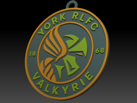 British Super League York Valkyrie keychain badge color printable and renderable 3Dプリントモデル