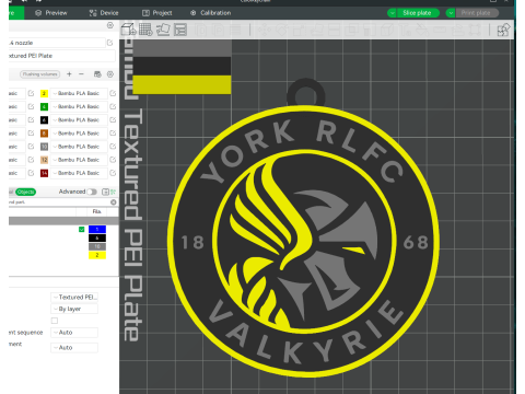 British Super League York Valkyrie keychain badge color printable and renderable 3Dプリントモデル