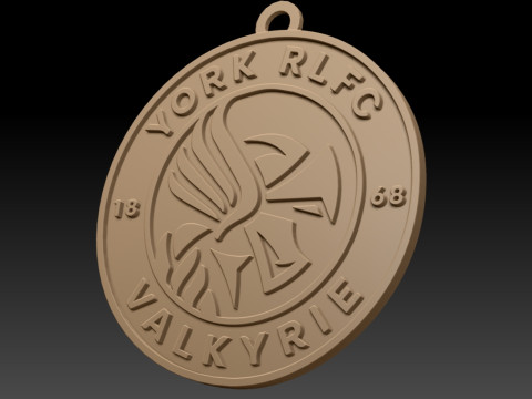 British Super League York Valkyrie keychain badge color printable and renderable 3Dプリントモデル