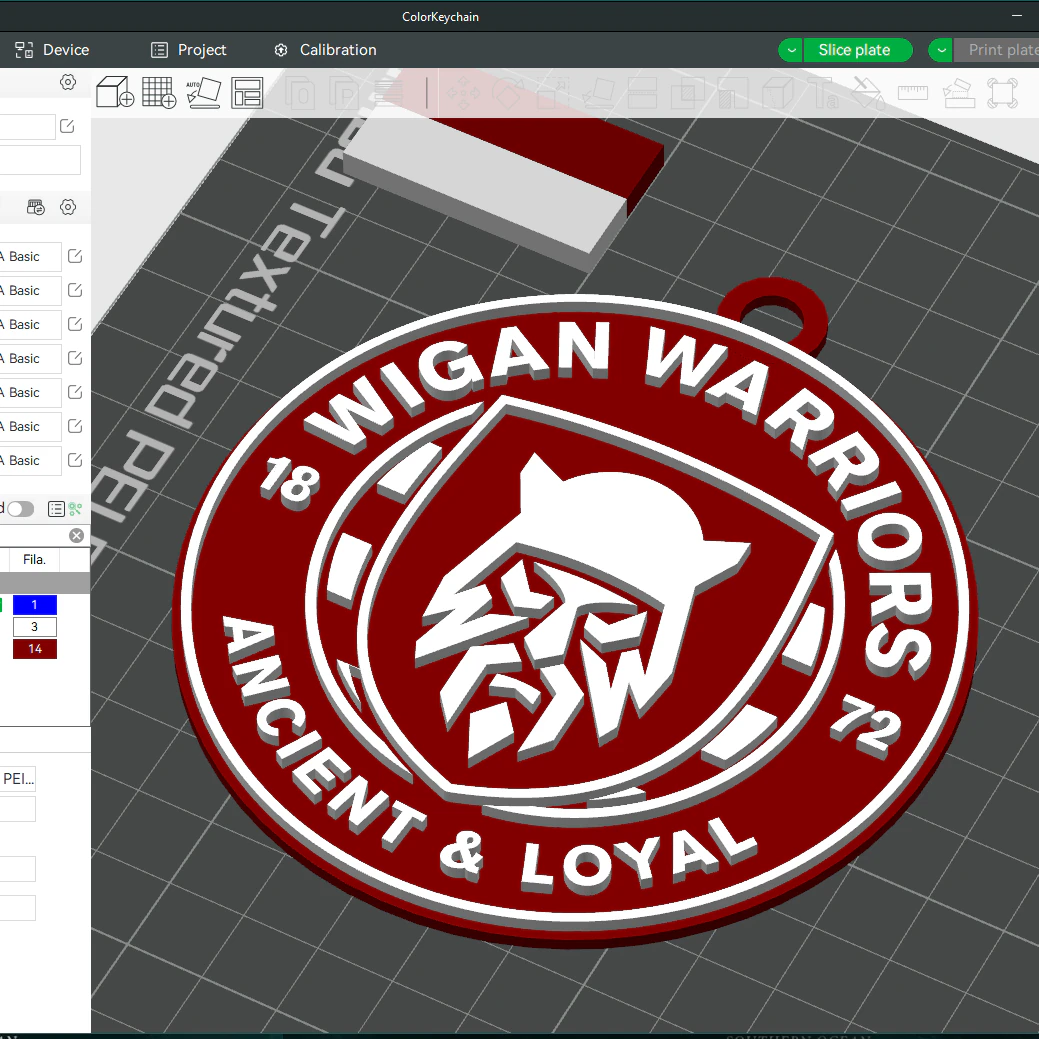 British Super League Wigan Warriors keychain badge color printable and renderable 3D Print Model .c4d .max .obj .3ds .fbx .stl .blend 