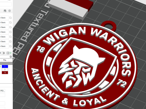 British Super League Wigan Warriors keychain badge color printable and renderable Modello di stampa 3D