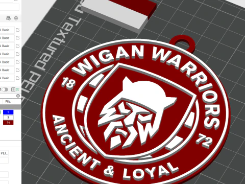 Cor do emblema do chaveiro da British Super League Wigan Warriors para impress&atilde;o e renderiza&ccedil;&atilde;o Modelo de Impressão 3D