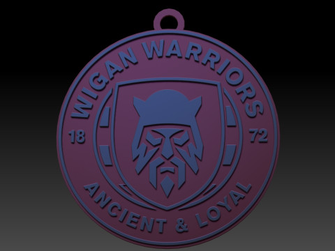 British Super League Wigan Warriors keychain badge color printable and renderable 3D प्रिंट मॉडल