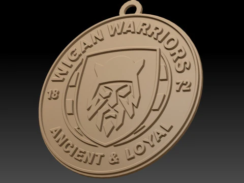 British Super League Wigan Warriors keychain badge color printable and renderable 3D Print Model