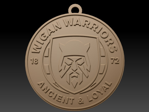 British Super League Wigan Warriors keychain badge color printable and renderable 3D प्रिंट मॉडल