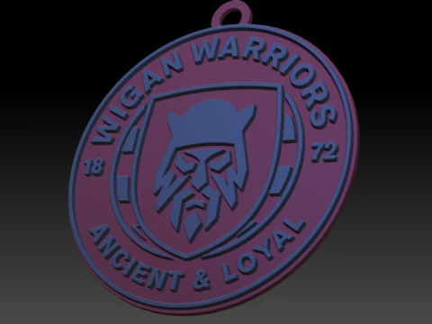 British Super League Wigan Warriors keychain badge color printable and renderable 3D Print Model