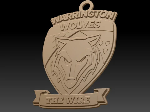British Super League Warrington Wolves keychain badge color printable and renderable 3D Print Model
