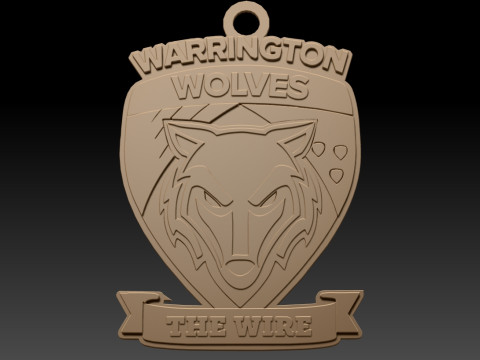 British Super League Warrington Wolves keychain badge color printable and renderable 3D Print Model