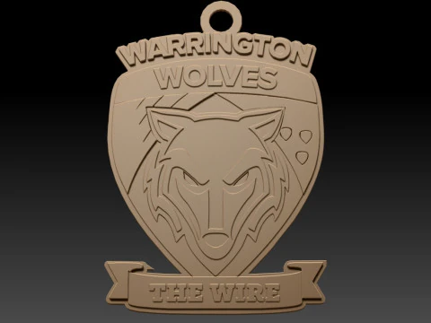 British Super League Warrington Wolves keychain badge color printable and renderable 3D Print Model