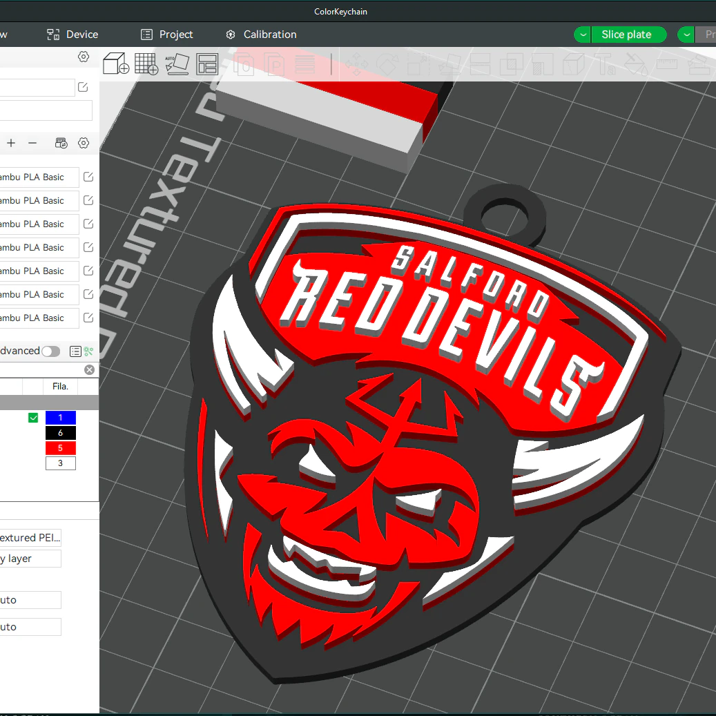 British Super League Salford Red Devils keychain badge color printable and renderable 3D Print Model .c4d .max .obj .3ds .fbx .stl .blend