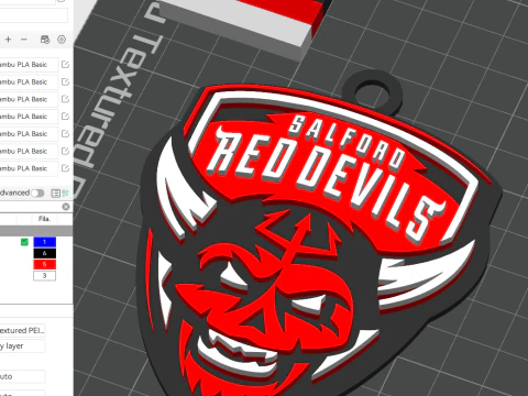 Chaveiro do emblema da British Super League Salford Red Devils para impress&atilde;o e renderiza&ccedil;&atilde;o em cores Modelo de Impressão 3D