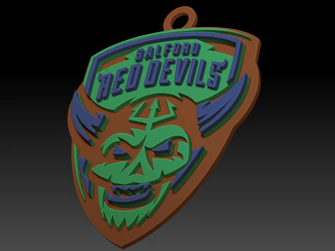 British Super League Salford Red Devils keychain badge color printable and renderable 3D Print Model