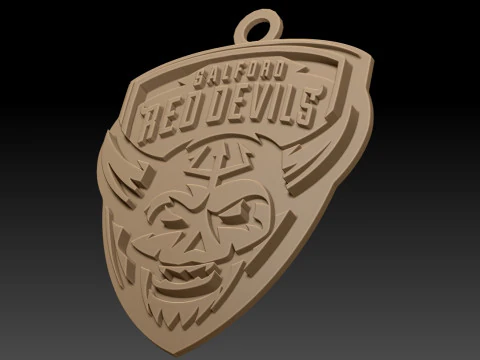 British Super League Salford Red Devils keychain badge color printable and renderable 3D Print Model