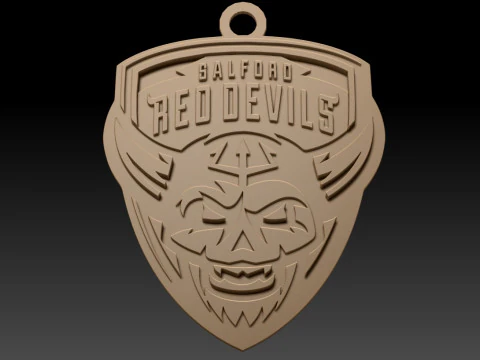 British Super League Salford Red Devils keychain badge color printable and renderable 3D Print Model