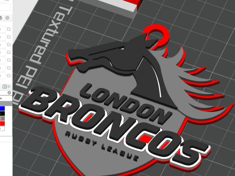 British Super League London Broncos keychain badge color printable and renderable 3D Baskı Modeli