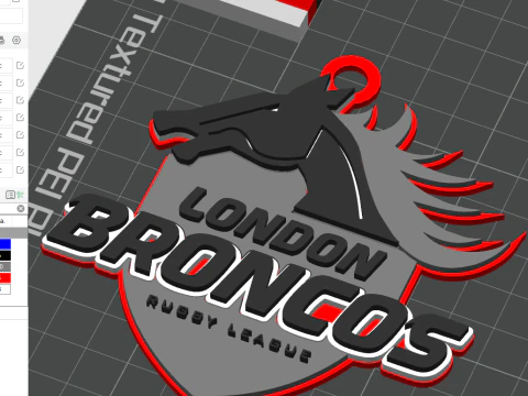 Cor do emblema do chaveiro da British Super League London Broncos para impress&atilde;o e renderiza&ccedil;&atilde;o Modelo de Impressão 3D