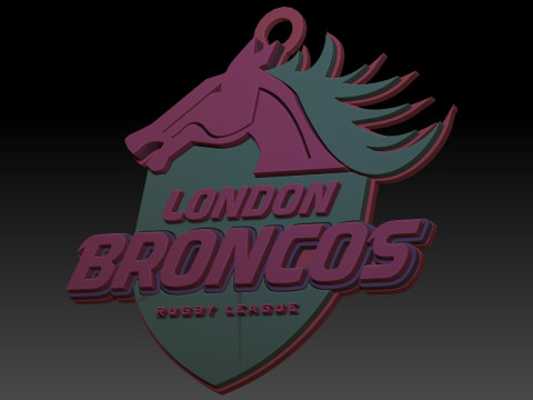 British Super League London Broncos keychain badge color printable and renderable Modello di stampa 3D