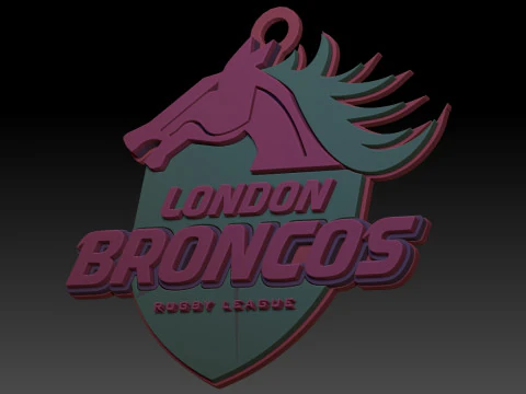 British Super League London Broncos keychain badge color printable and renderable 3D Print Model