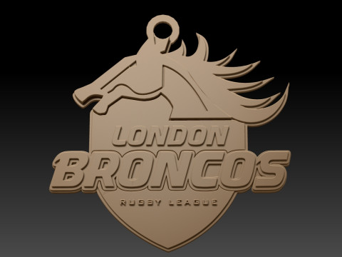 British Super League London Broncos keychain badge color printable and renderable Modello di stampa 3D