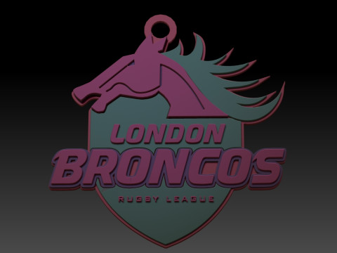 British Super League London Broncos keychain badge color printable and renderable Modello di stampa 3D