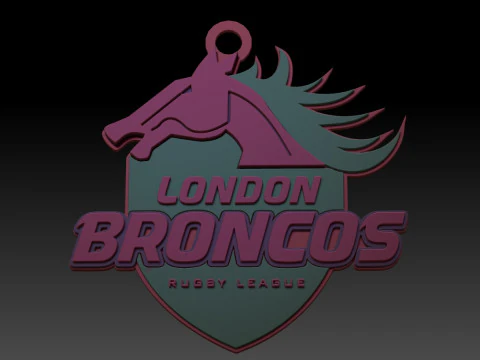 British Super League London Broncos keychain badge color printable and renderable 3D Print Model
