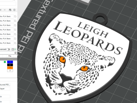 British Super League Leigh Leopards keychain badge color printable and renderable 3D Принт Модель