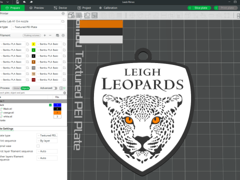 British Super League Leigh Leopards keychain badge color printable and renderable Modelo de Impressão 3D