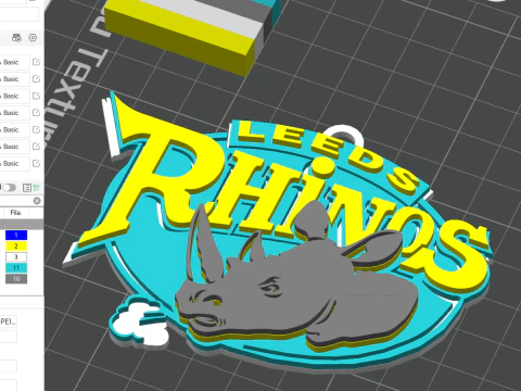 Cor do emblema do chaveiro da British Super League Leeds Rhinos para impress&atilde;o e renderiza&ccedil;&atilde;o Modelo de Impressão 3D
