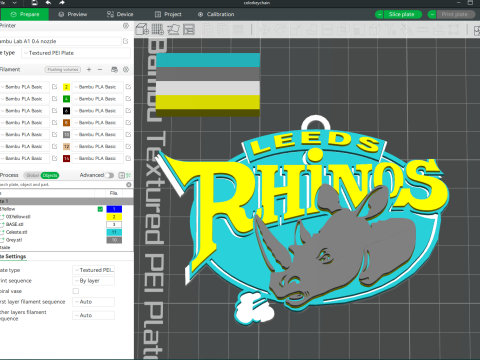 British Super League Leeds Rhinos keychain badge color printable and renderable 3D Принт Модель