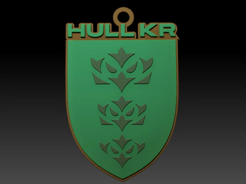 British Super League Hull KR keychain badge color printable and renderable 3D Print Model
