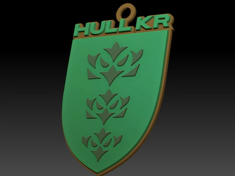 British Super League Hull KR keychain badge color printable and renderable 3D Print Model