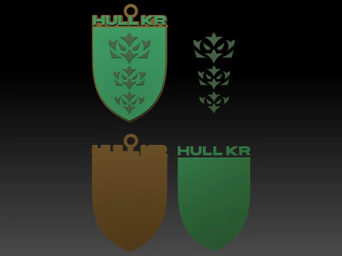 British Super League Hull KR keychain badge color printable and renderable 3D Print Model