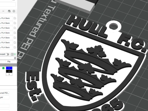 Cor do emblema do chaveiro da British Super League Hull FC para impress&atilde;o e renderiza&ccedil;&atilde;o Modelo de Impressão 3D