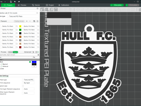 British Super League Hull FC keychain badge color printable and renderable 3D Print Model