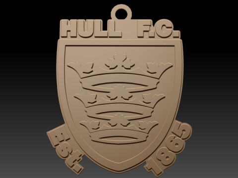 British Super League Hull FC keychain badge color printable and renderable 3D Print Model