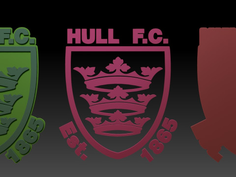 British Super League Hull FC keychain badge color printable and renderable 3D Print Model