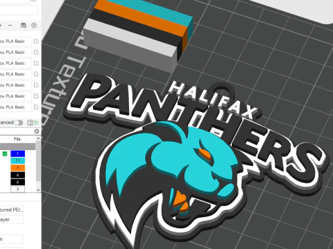Cor do emblema do chaveiro da British Super League Halifax Panthers para impressão e renderização Modelo de Impressão 3D