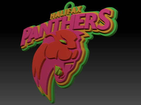 British Super League Halifax Panthers keychain badge color printable and renderable 3D Print Model