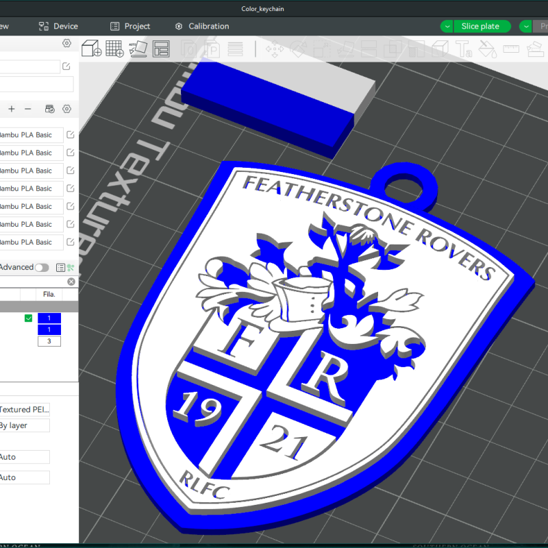 British Super League Featherstone Rovers keychain badge color printable and renderable 3D Print Model .c4d .max .obj .3ds .fbx .stl .blend