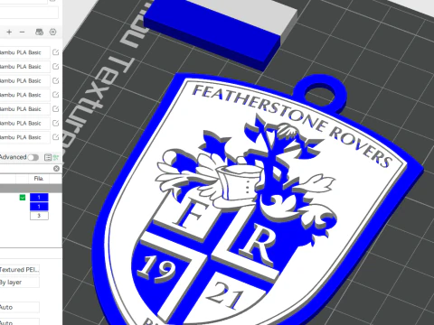 Cor do emblema do chaveiro da British Super League Featherstone Rovers para impressão e renderização Modelo de Impressão 3D